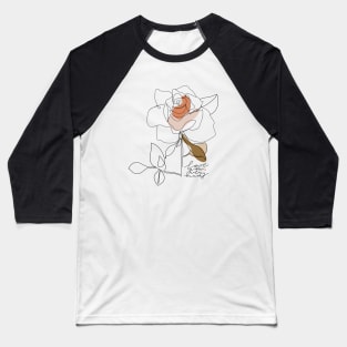 Abstract one line rose flower. Typography slogan design "Love you very much". Continuous line print. Baseball T-Shirt